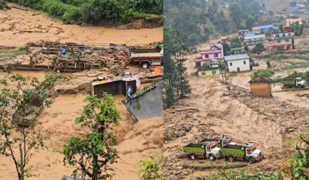 गत असोजको बाढीले क्षति पुर्याएको रोशी कोलाती।