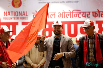 नेसनल भोलेन्टियर फोर्सका कमान्डर पुष्पराज श्रेष्ठ। तस्बिर: नवीनबाबु गुरूङ/सेतोपाटी