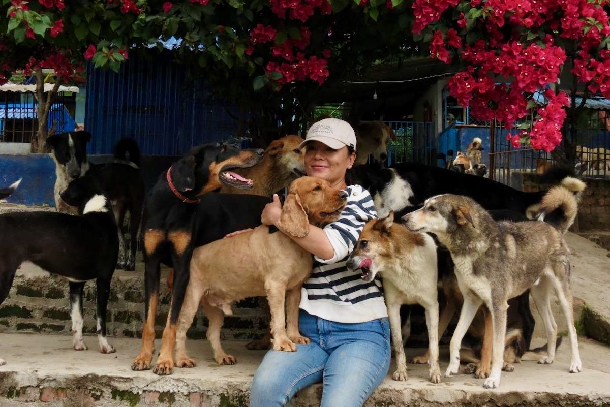 चोभारस्थित 'एनिमल नेपाल' संस्थामा कुकुरको हेरविचारमा संलग्न राधा गुरूङ। तस्बिर: आर्या श्रेष्ठ/सेतोपाटी