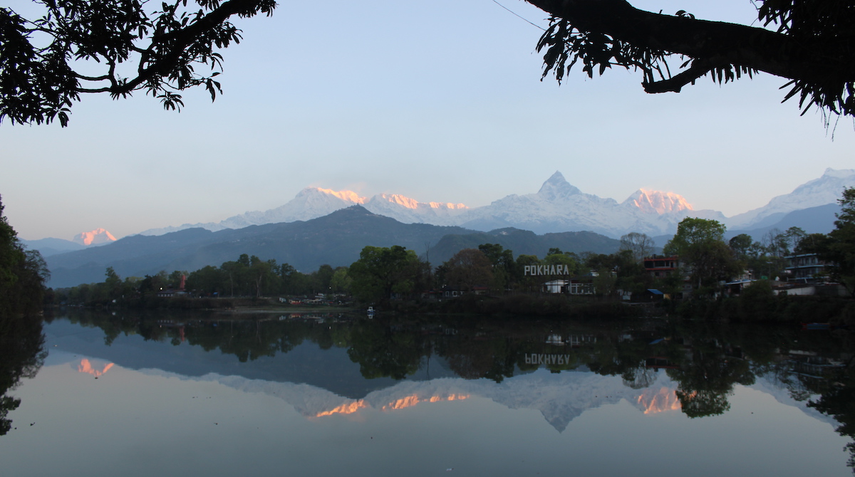 फेवातालबाट देखिएको अन्नपूर्ण हिमशृंखला । तस्विर:  युवराज श्रेष्ठ/ सेतोपाटी
