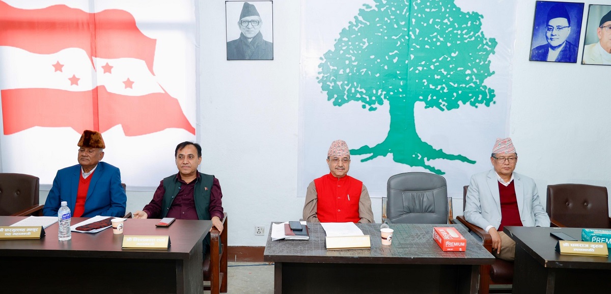 आज सानेपामा बसेको केन्द्रीय समिति बैठकमा कार्यवाहक सभापति र पदाधिकारीहरू।