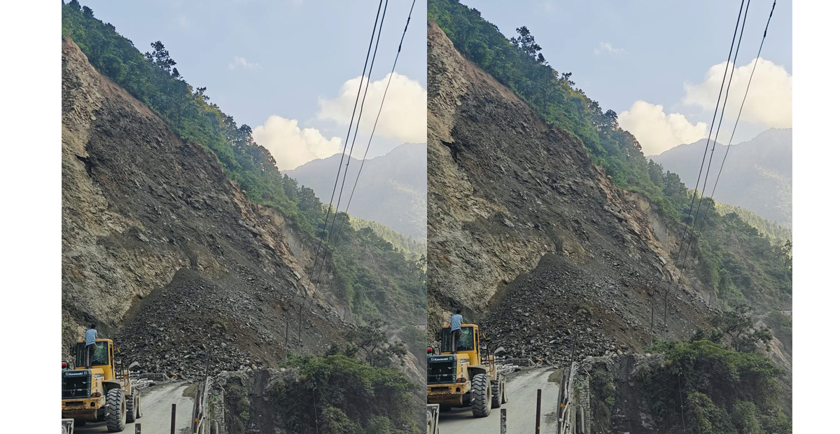 तुइन खोलामा शुक्रबारभन्दा ठूलो पहिरो, सडक बुधबार दिनभर बन्द हुनसक्ने